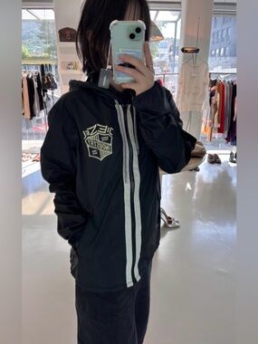 Vintage Diesel Black Hooded Windbreaker Jacket Logo Size Small